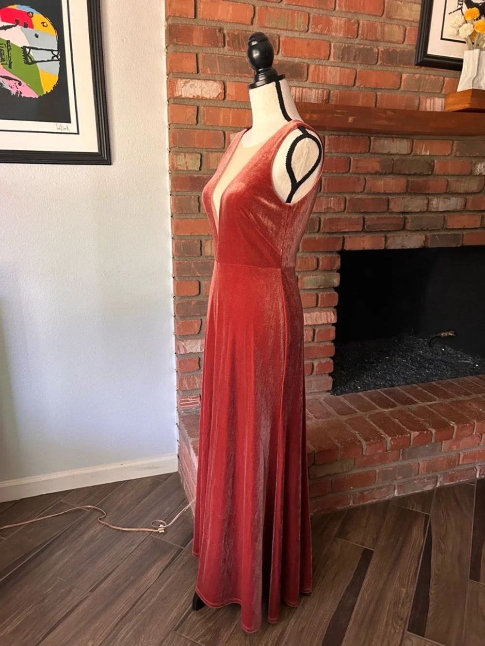Jenny Yoo Collection Logan Deep-V Velvet Column Gown in English Rose Sz 4 - Picture 6 of 10